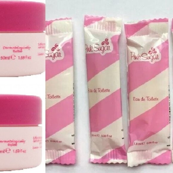 2 Pink Sugar Body Mousse 5 Aquolina PINK SUGAR Purse Sprays All New and Sealed - Picture 1 of 9